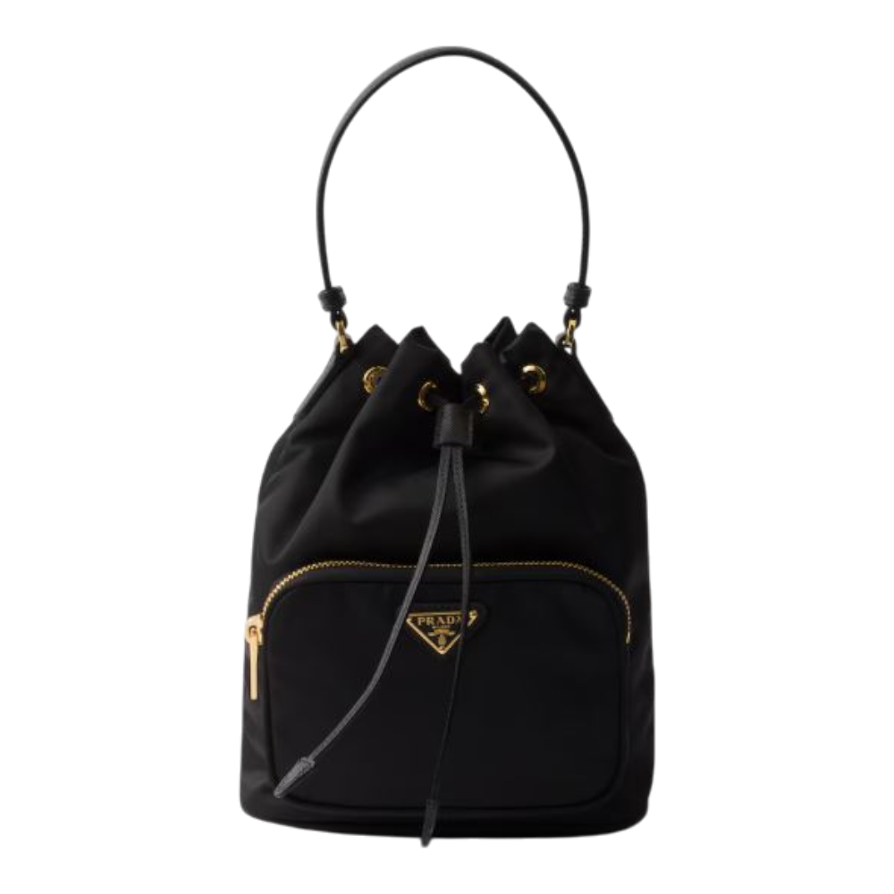 PRADA Duet Re-Nylon Bucket Bag Pouch Black