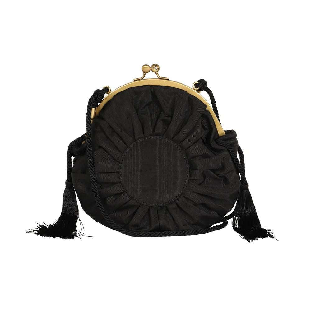 Vivienne Westwood Louisa Circle Frame Leather Shoulder Bag Black