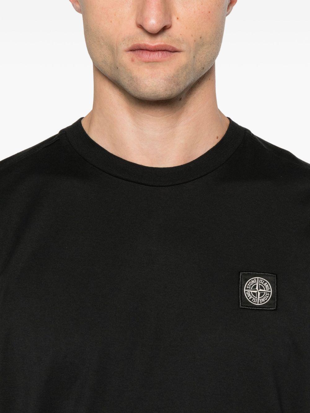 STONE ISLAND Black Cotton Short Sleeve T-Shirt