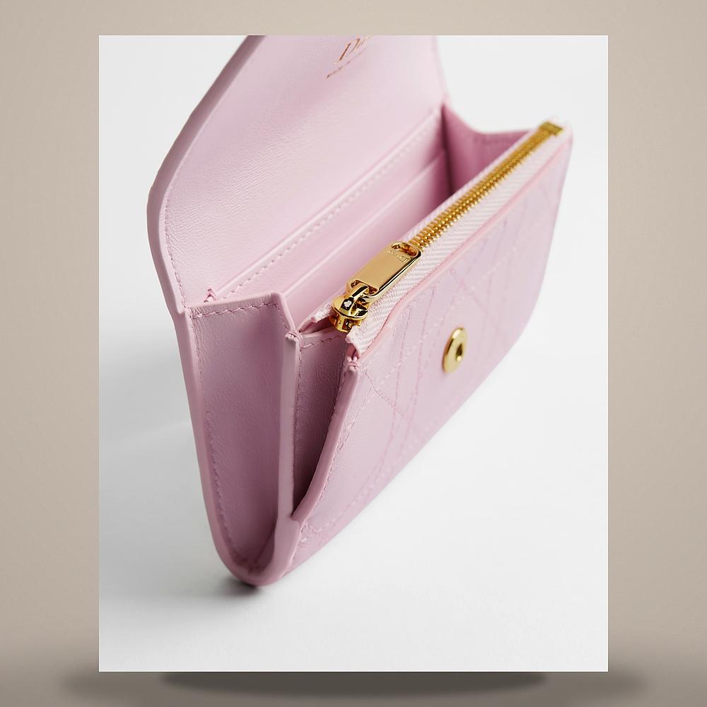 DIOR Cannage Lambskin Pink Flat Card Holder S4602OSQM M20N