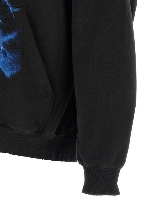 BALENCIAGA Black Paris Thunderstorm Hoodie Top