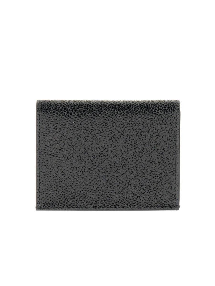 THOM BROWNE Black Pebbled Leather Bifold Wallet