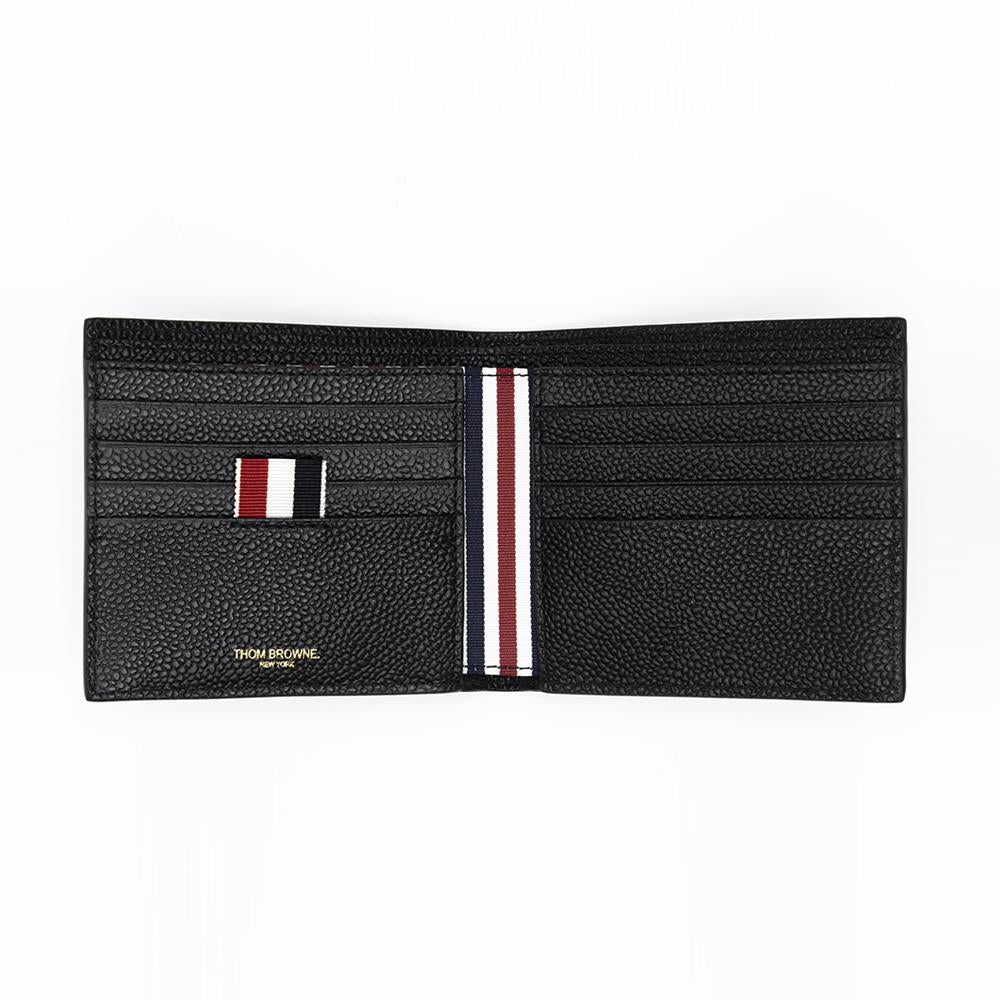 THOM BROWNE Pebble Grain Leather Tricolor Tab Bifold Wallet