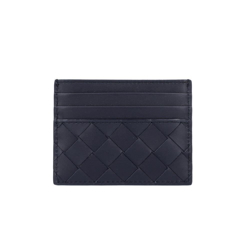 Bottega Veneta Intrecciato Leather Card Holder Navy Men’s
