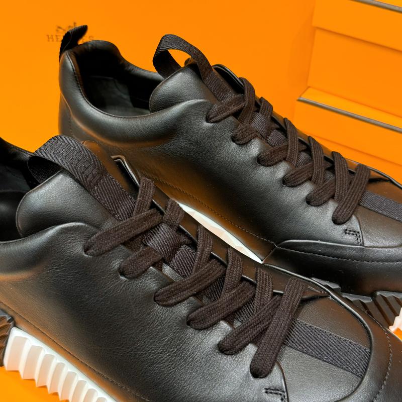 HERMES Men’s Calfskin All Black Jump Low-Top Sneakers