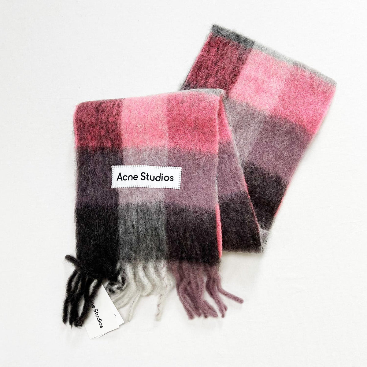 Acne Studios Check Alpaca Scarf Fuchsia CA0084