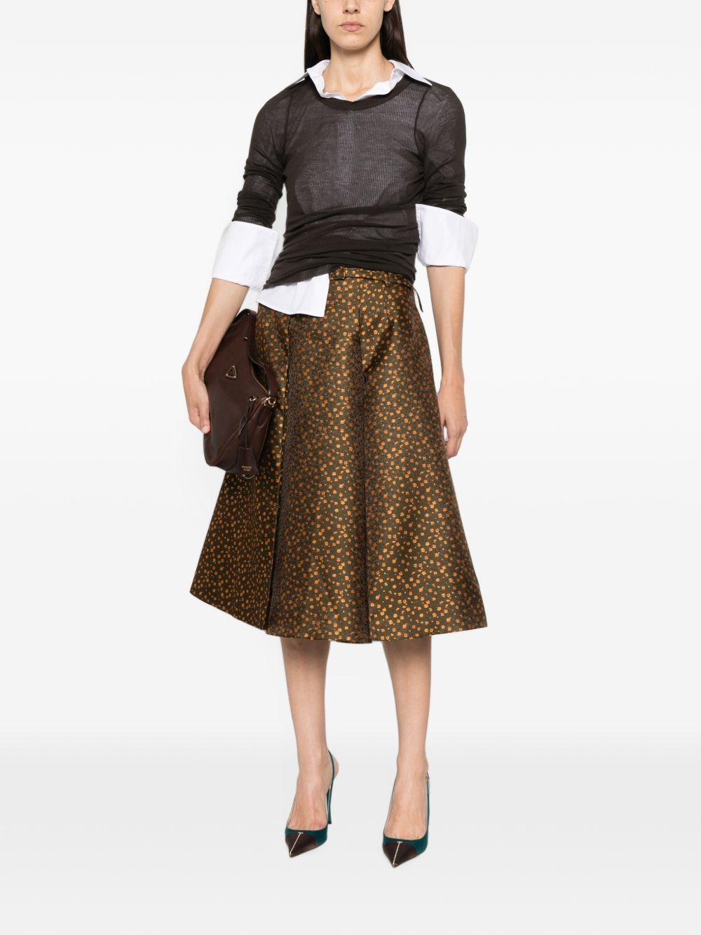PRADA Black Wool Blend Midi Skirt