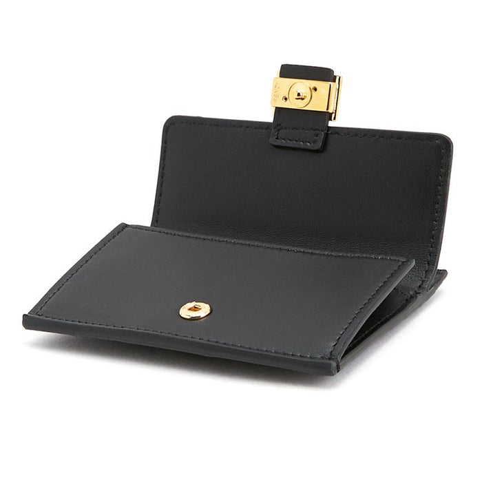 FENDI Leather Card Holder Wallet for Women Black