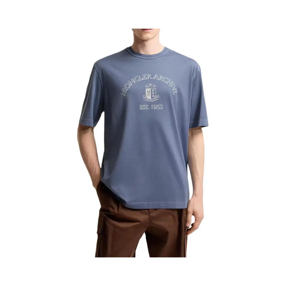 Moncler Cobalt Blue Logo Print Men’s Short Sleeve T-Shirt