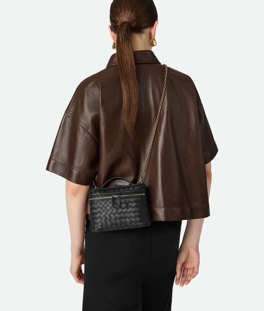 Bottega Veneta Intrecciato Small Soft Vanity Bag Black Crossbody