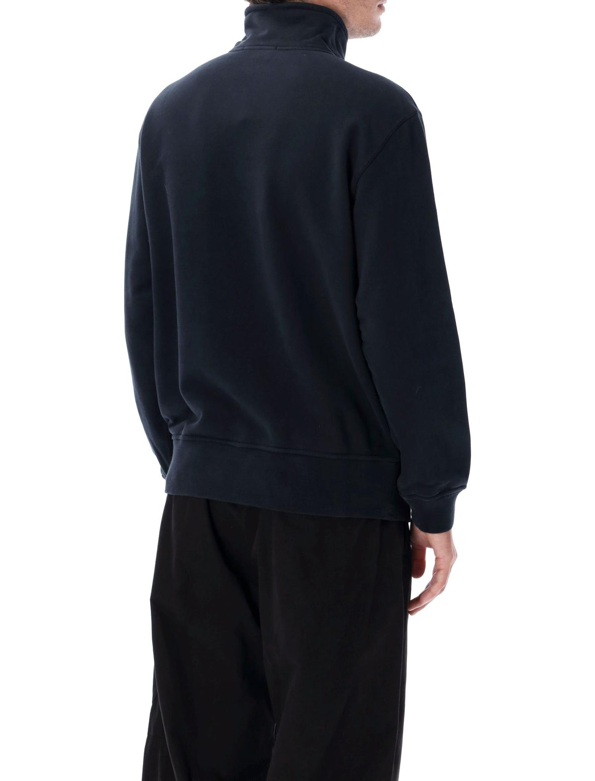 STONE ISLAND Black Cotton Logo Sweatshirt for Men