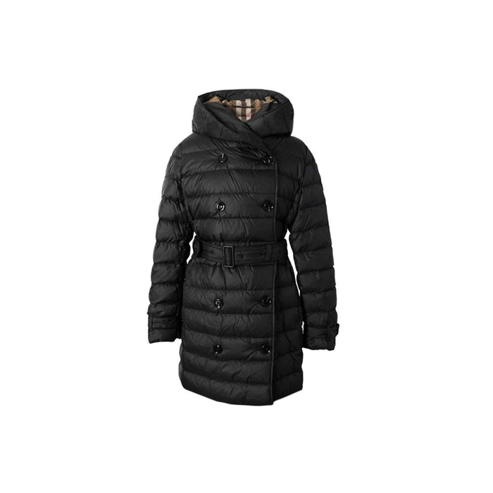 BURBERRY Black Witley Belted Short Hooded Down Puffer Jacket