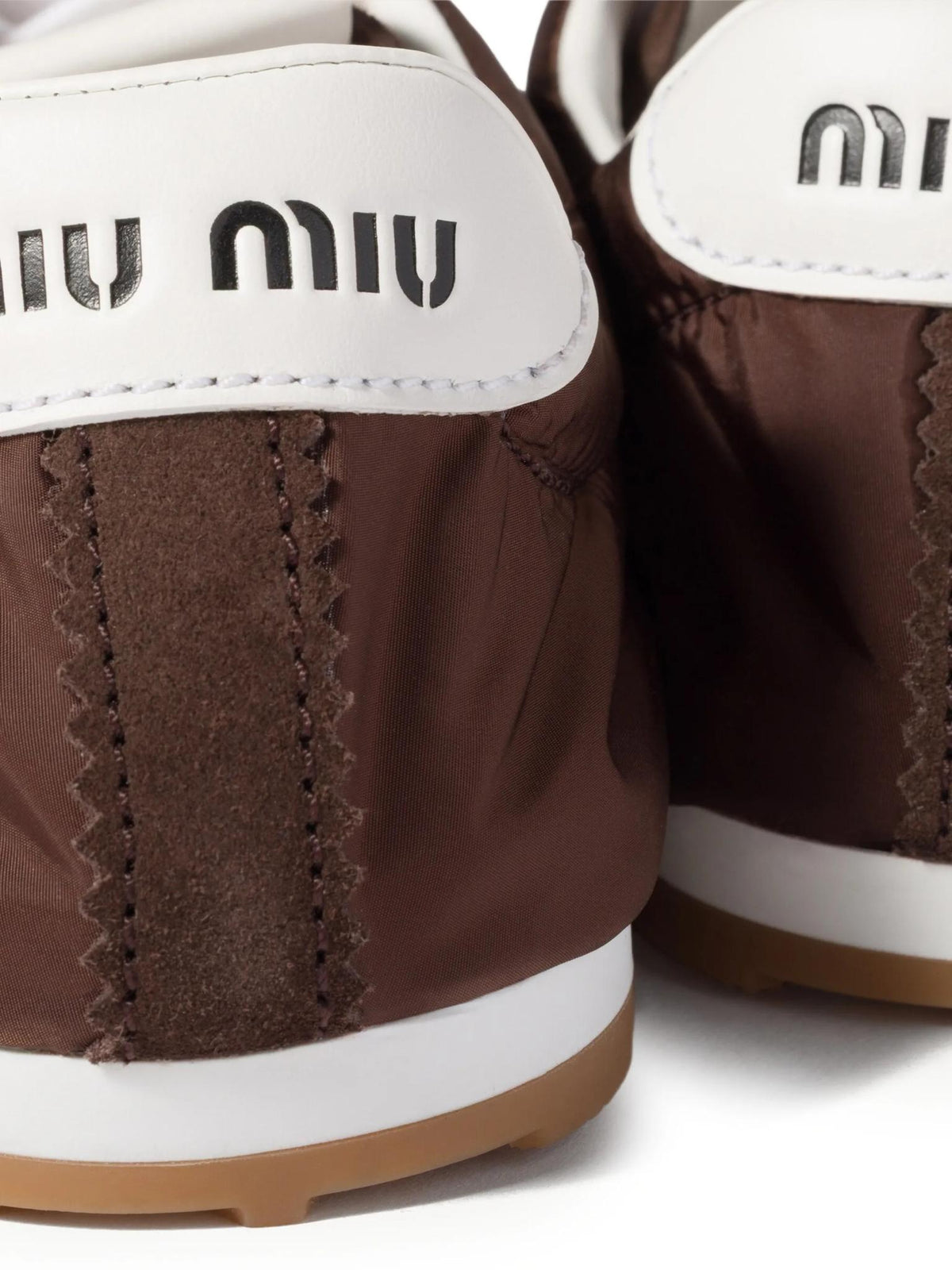Miu Miu Leather Low-Top Sneakers Brown