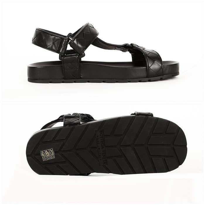 Bottega Veneta Intrecciato Trip Leather Sandals Black Men’s