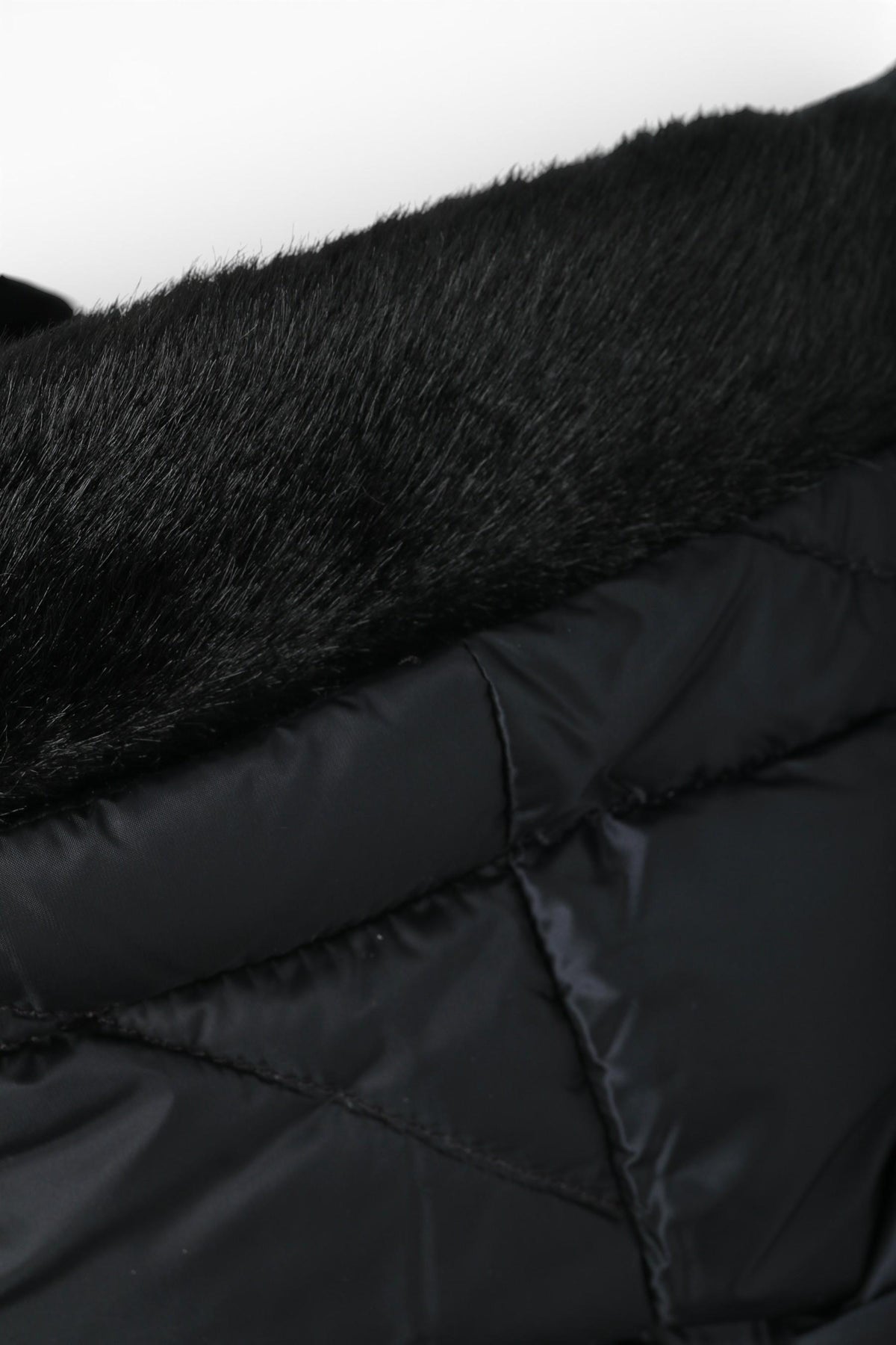 Max Mara Cube Mirage Faux Fur Hood Trim Black Scarf