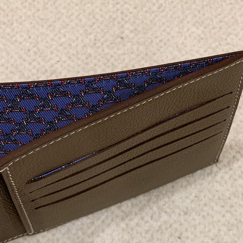 HERMES Citizen Twill Compact Wallet Evercolor Etoupe Blue Interior Bi-Fold