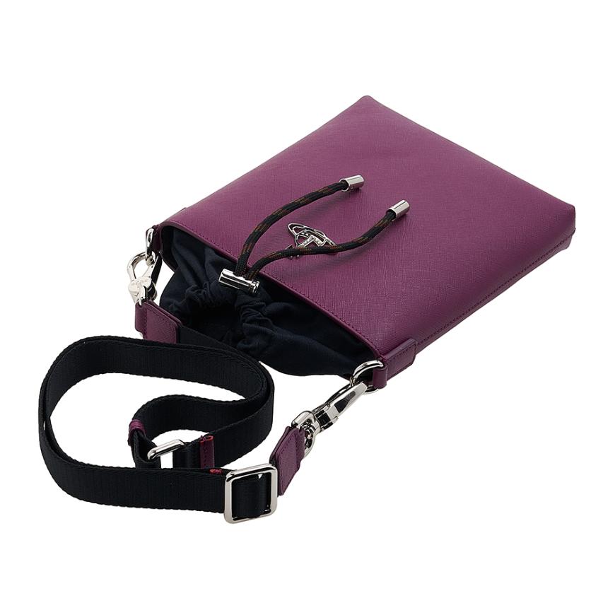 Vivienne Westwood Saffiano Drawstring Crossbody Bag Women Black