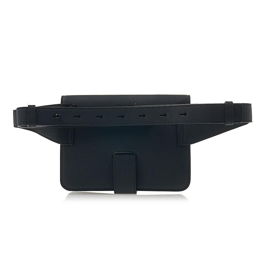 Ferragamo Men's Gancini Buckle Belt Bag 24 1313 NERO CALF 0763940