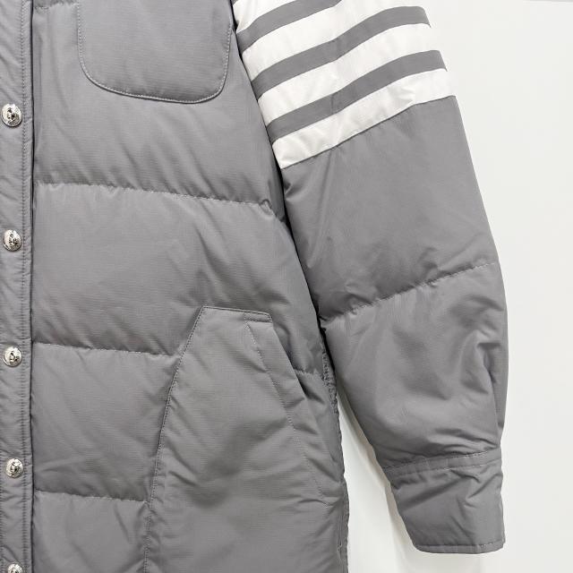 THOM BROWNE 4-Bar Military Goose Down Puffer Coat Gray Women’s