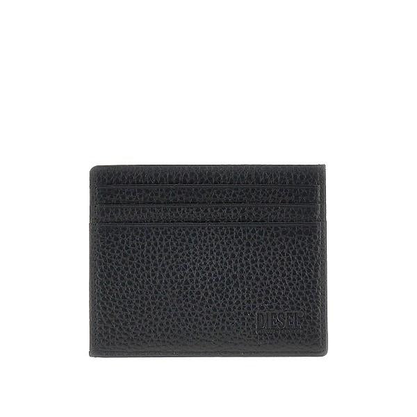 DIESEL Black Leather Card Holder Wallet for Men