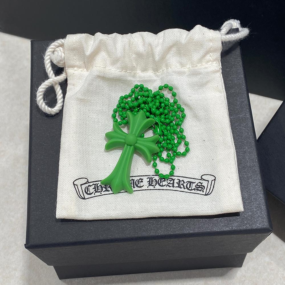 Chrome Hearts Green CH Cross Pendant Necklace Unisex