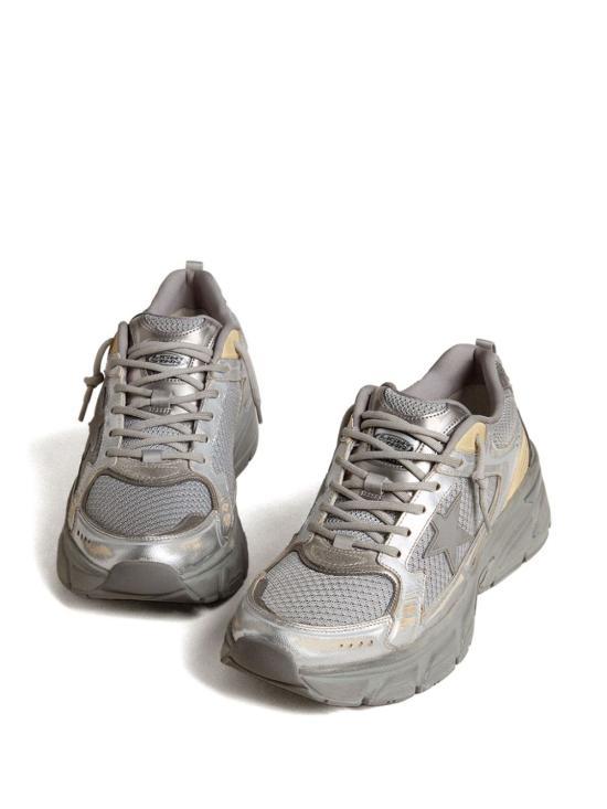 GOLDEN GOOSE Silver Gold Leather Low-Top Sneakers Men GMF00724 F00647570138