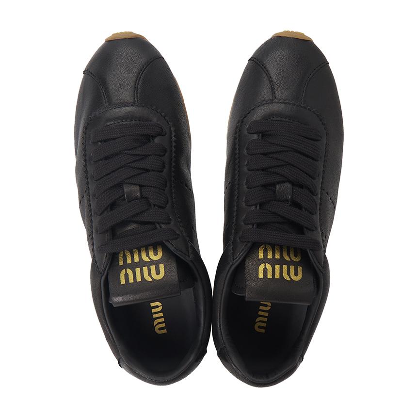 Miu Miu Plume Leather Low-Top Sneakers Unisex 5E114E 038 F0002