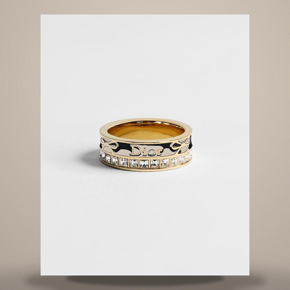 DIOR Night Code Ring Gold-Finish Metal Crystal Black Lacquer R3108WOMLQ D307