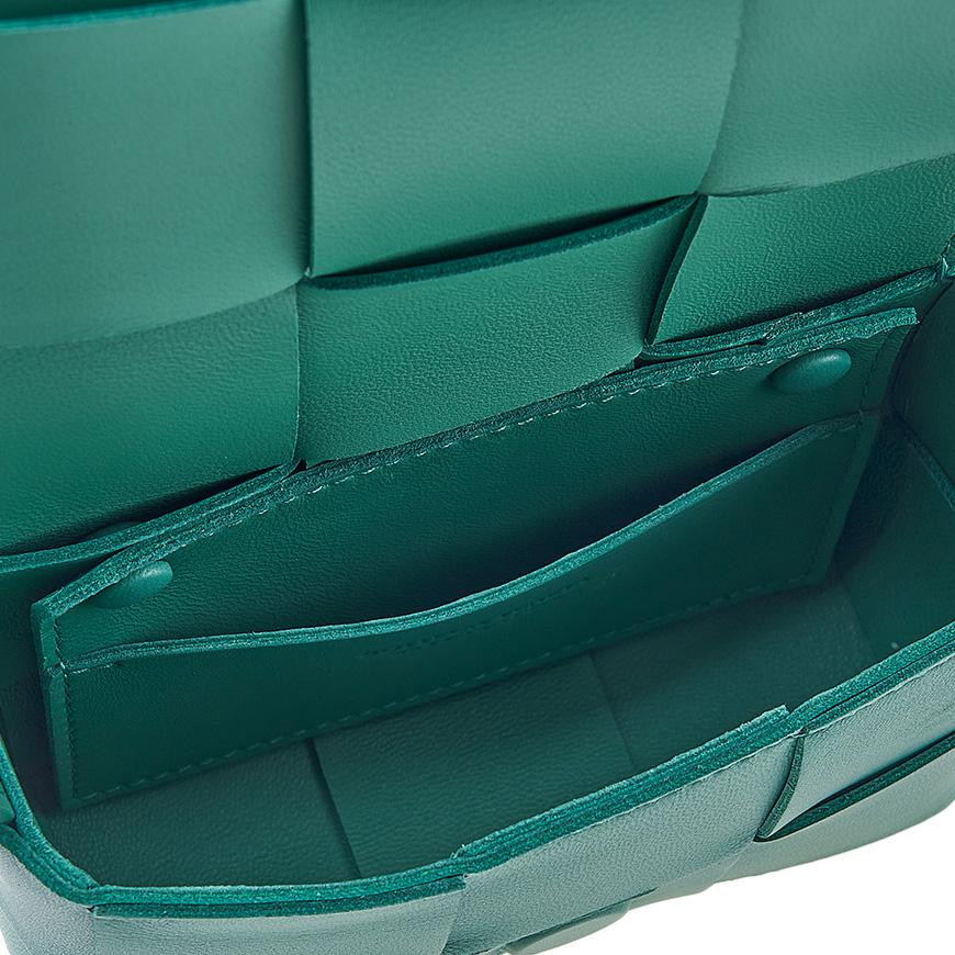 Bottega Veneta Mini Cassette Leather Crossbody Bag Green