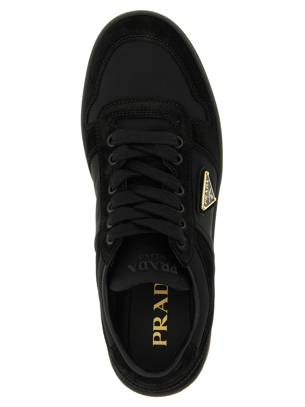 PRADA Black Leather Low Top Sneakers