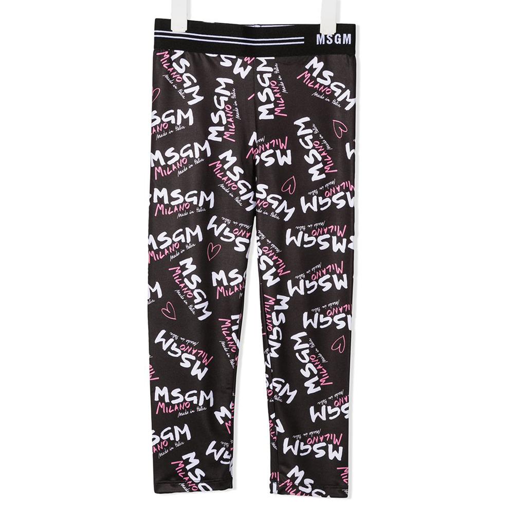 MSGM Women’s Milano Logo Leggings Black Stretch Knit Pants