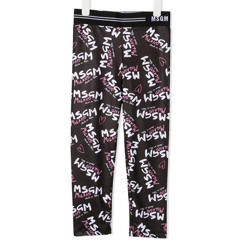 MSGM Women’s Milano Logo Leggings Black Stretch Knit Pants