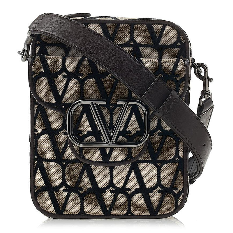 VALENTINO Garavani Iconography V Logo Crossbody Bag Unisex Navy