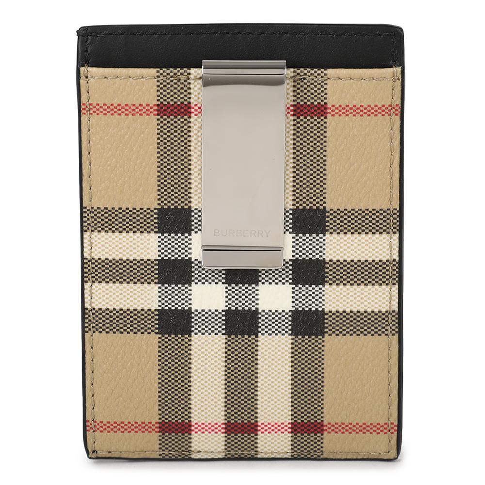 BURBERRY Check Money Clip Card Case 8113169