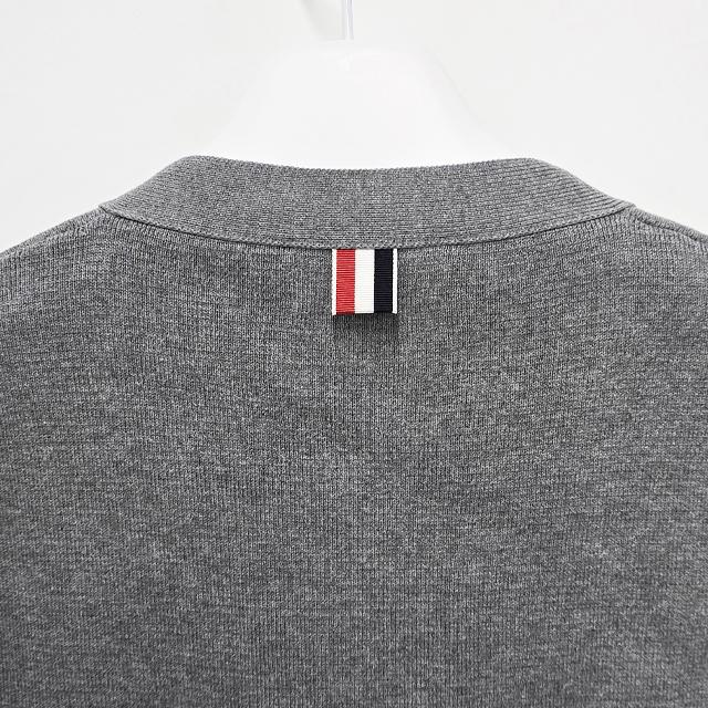 THOM BROWNE Milano Knit Tricolor Armband Cardigan Gray Unisex
