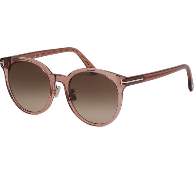 TOM FORD Round Transparent Burgundy Acetate Sunglasses Asian Fit TF1134K 45F