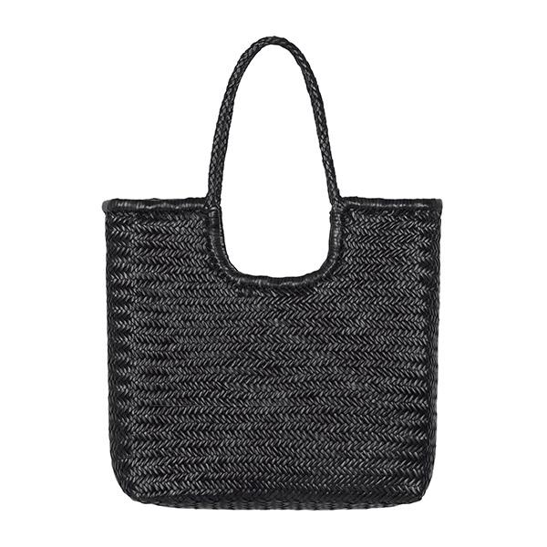 Dragon Diffusion Black Leather Diagonal Triple Jump Tote Shoulder Bag 8914 BLACK