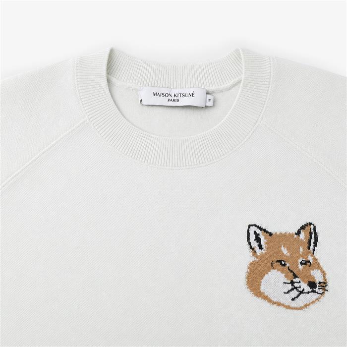Maison Kitsune Fox Head Intarsia Unisex Crewneck Knit Sweater