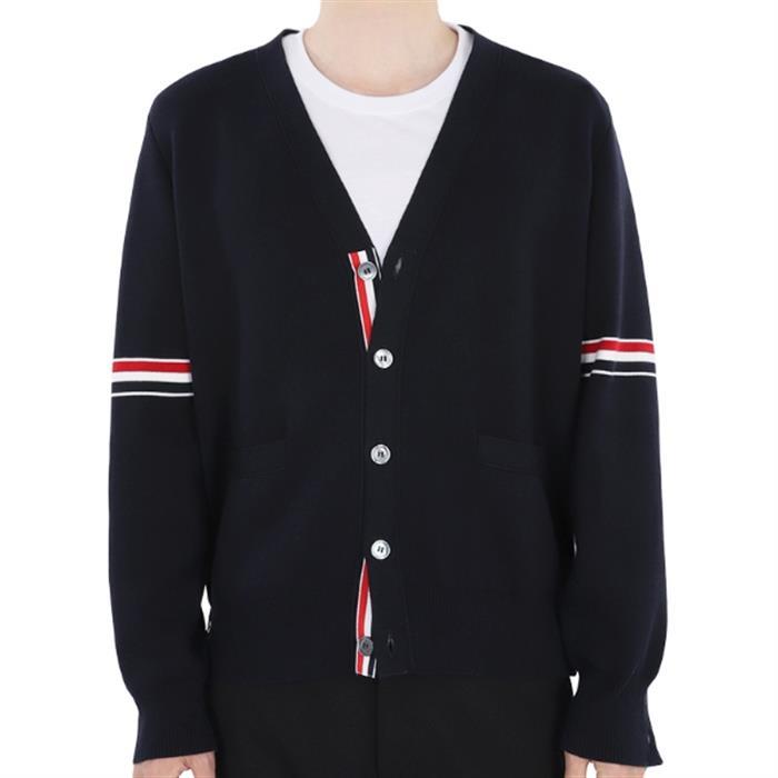 THOM BROWNE Milano Stitch V-Neck Cardigan Navy MKC 310A Y3007 415
