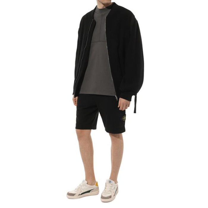 STONE ISLAND Old Treatment Black Bermuda Cargo Shorts