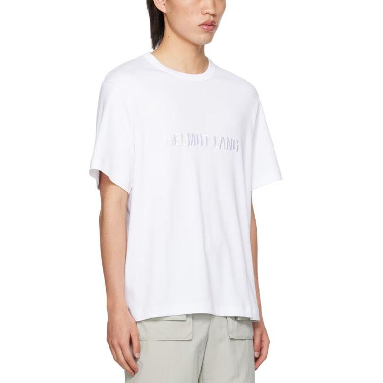 Helmut Lang Embroidered Logo Loose Fit Short Sleeve T-Shirt O04HM599 100