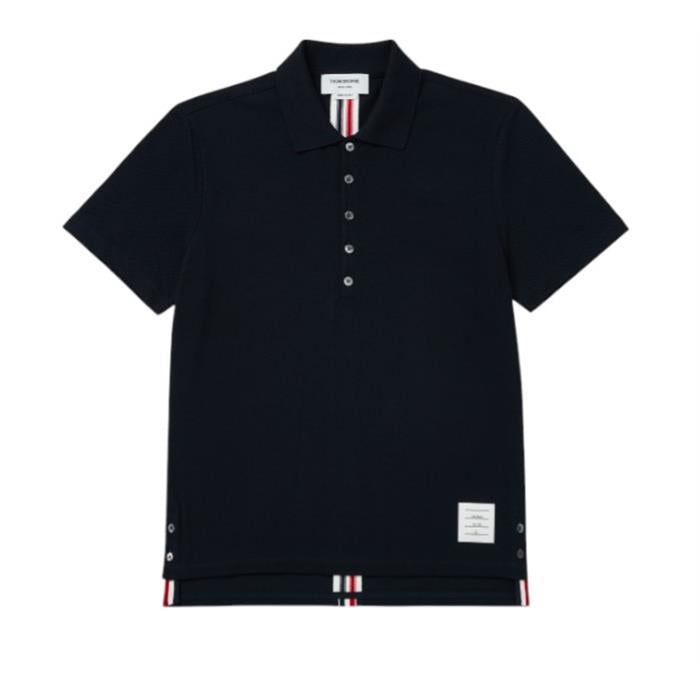 THOM BROWNE Navy Center Back Relaxed Fit Polo T-Shirt MJP042A 00050 415