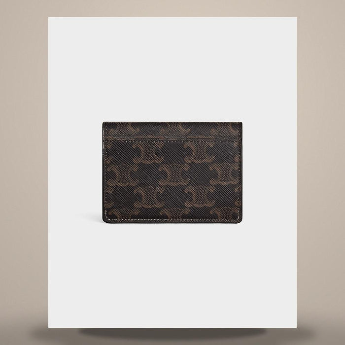 CELINE Triomphe Shiny Calfskin Card Holder Dirty Pink