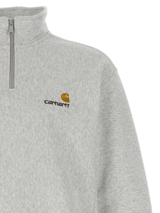 CARHARTT WIP Half Zip American Script Sweatshirt f I027014 482XX ASH HEATHER DOM