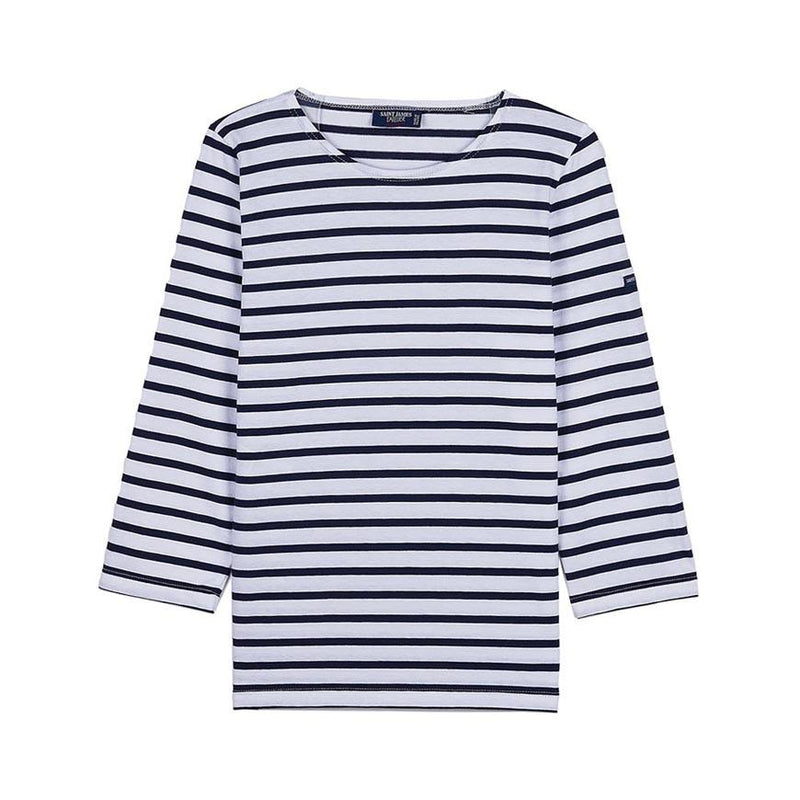 Saint James Striped Cotton Boat Neck T-Shirt White/Navy Women