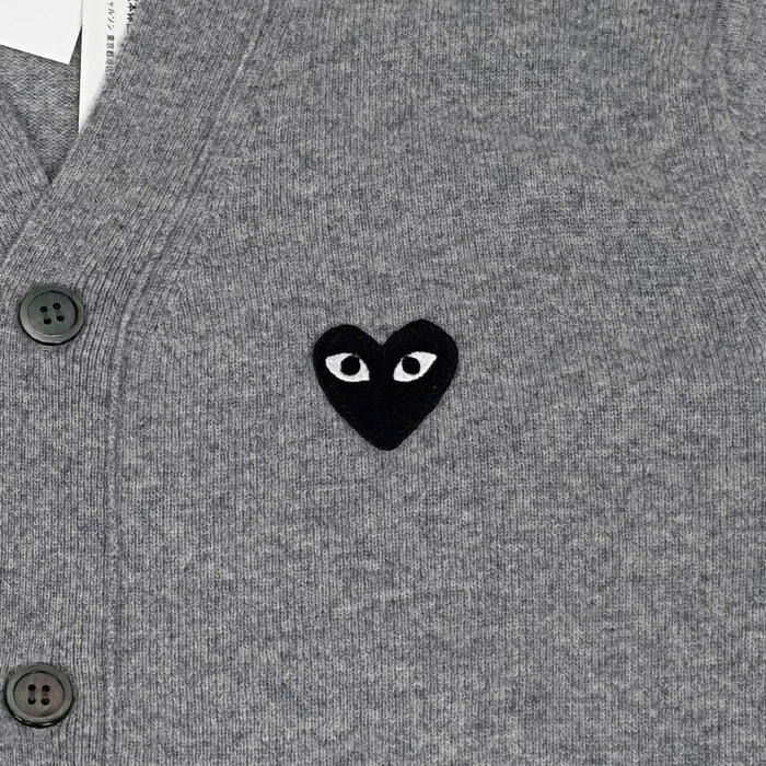 Comme des Garcons Play Black Heart Knit Cardigan Gray