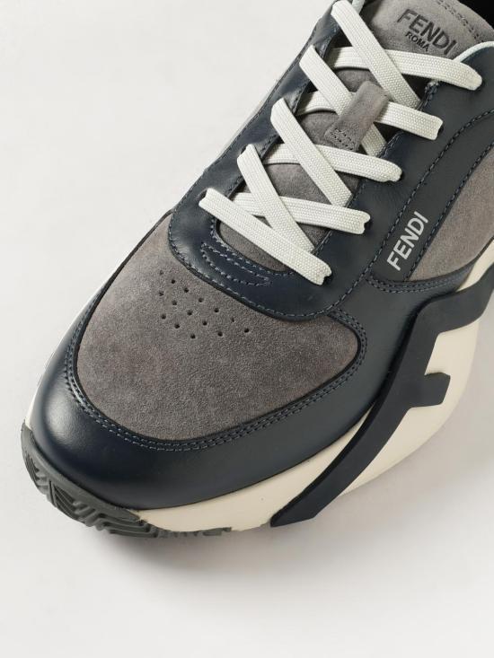 FENDI Blue Leather Low-Top Sneakers