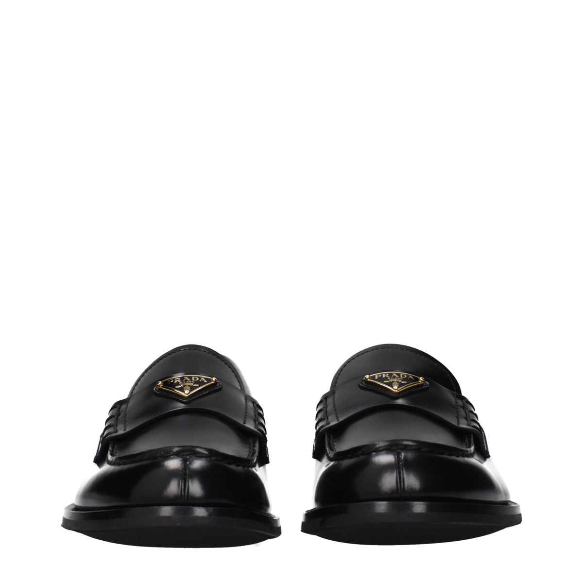PRADA Black Leather Penny Loafers for Men