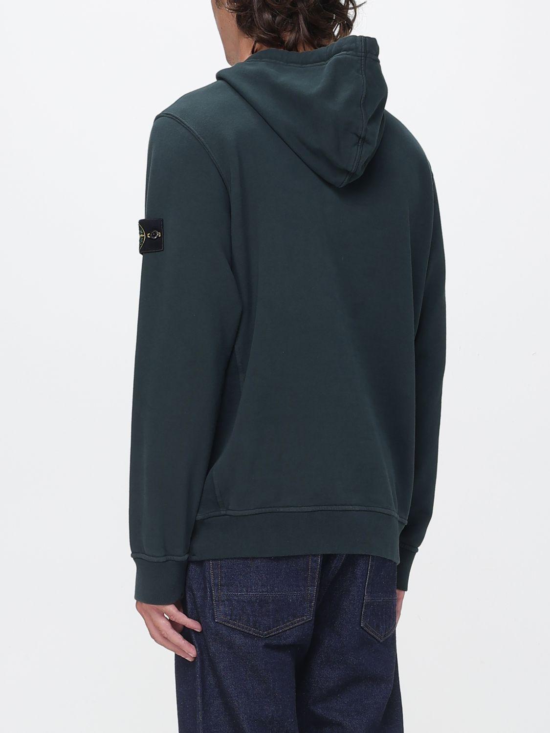 STONE ISLAND Cotton Fleece Hoodie Green Men’s Pullover