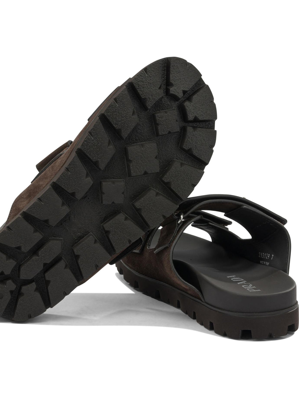 PRADA Black Leather Slide Sandals for Men